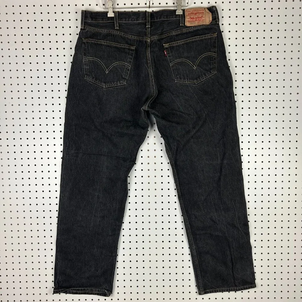 Levi's 501XX Black Denim Jeans 38x32 Cotton Straight‎ Fit Button Fly Riveted Y2K